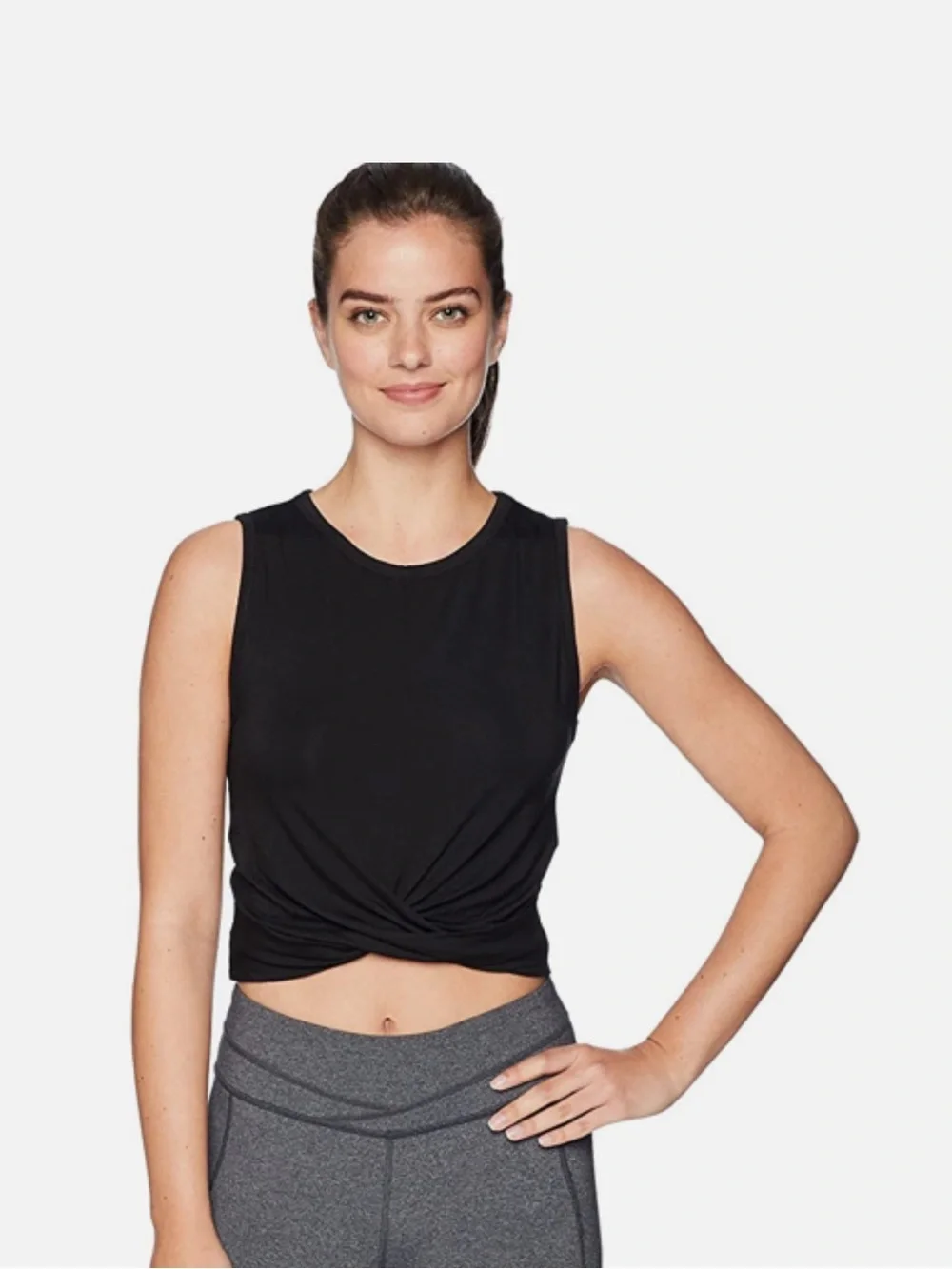Alo Yoga cover tank cropped twisted front black XS